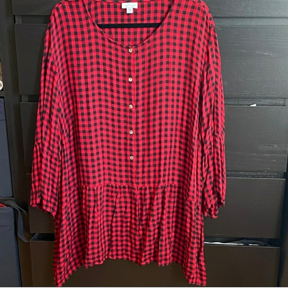 J.Jill Red and Black Plaid Shirt 4X